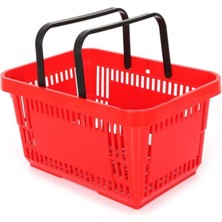 Mediterian Kırmızı 22 Lt Plastik Market El Sepeti, Hafif ve Pratik Alışveriş Seti