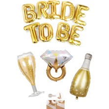 Gold Bride To Be Bekarlığa Veda Partisi 4 Lü Folyo Balon Set