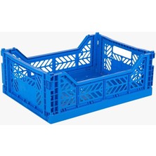 Mediterian 403014 Midibox Blue Katlanabilir Plastik Kasa, Mavi, Tek Ebat, Pratik ve Şık Saklama Çözümü