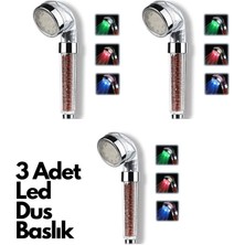 3 Adet Tasarruflu Boncuklu Ledli Duş Başlık-Pil Veya Elektrik Gerekmez Kinetik Enerjili ( Lisinya )