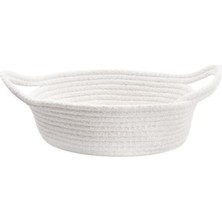 Mediterian Ekru jüt yuvarlak sepet, doğal ve şık dekorasyon için ideal, 22x7cm