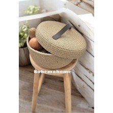 Mediterian Kahverengi Hasır Jüt Sebze Meyve Sepeti Çok Amaçlı Düzenleyici 25x15 cm