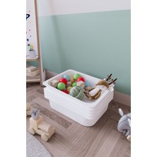 Mediterian 5'li Beyaz Çok Amaçlı Saklama Kutuları, Oyuncak ve Eşyalar İçin Kullanışlı Set