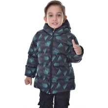 Freemen Spor Erkek Çocuk Dijital Desen Polar Su ve Rüzgar Geçirmez Kapüşonlu Mont