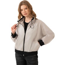 Freemen Spor Kadın Dik Yaka Su ve Rüzgar Geçirmez Oversize Crop Mevsimlik Yağmurluk Rüzgarlık