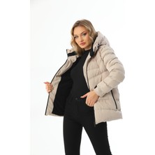 Spor Kadın Polarlı Kapüşonlu Su Geçirmez Rüzgara Dayanıklı Mont & Kaban & Parka