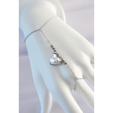 Gümüş Renk Beyaz Bubble Kalp Tasarımlı Şahmeran - EBJ250118W30626