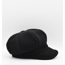 Külah Kadın Yünlü Siper Detaylı Vintage Şapka Gavroche Cap