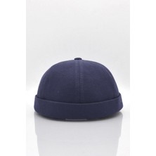 Külah Kadın Hipster Katlamalı Cap Lacivert Docker Şapka