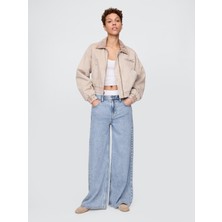 Gap Kadın Açık Mavi Mid Rise UltraSoft Boxer Baggy Jean Pantolon