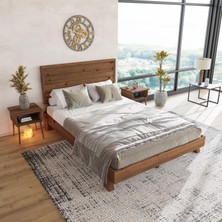 Renazzo Hüma Model Ceviz Renk Çam Ahşap Karyola ( Yatay )