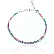 Sıra Taşlı 2 mm Su Yolu Model 925 Ayar Gümüş Baget Kadın Bileklik 201023997