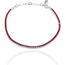 Yakut Taşlı 2 mm Su Yolu Model 925 Ayar Gümüş Baget Kadın Bileklik 201024000