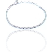 Zirkon Taşlı 2 mm Su Yolu Model 925 Ayar Gümüş Baget Kadın Bileklik 201023999