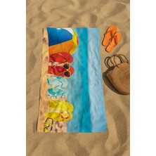 Plaj Havlusu, 80 x 150 cm Baskılı Havlu, Deniz Havlusu, Şezlong Havlusu