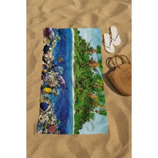 80 x 150 cm Plaj Havlusu, Baskılı Havlu, Deniz Havlusu, Şezlong Havlusu