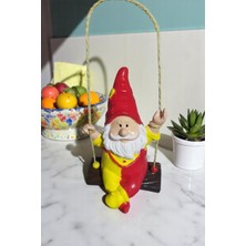 Sallanan Cüce Bahçe Dekoru, Renkli Figür, 13X9 Cm, Bahçe ve Balkon Süsü