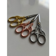 Balım Hobi 11 cm Işıltı Desenli Kabartmalı Bronz Nişan & Nakış Makası | Dekoratif ve Keskin Uçlu