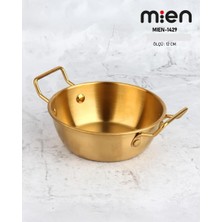 Mien 12CM Paslanmaz Sosluk Gold Renkli Şık Dekoratif Tabak Kullanım İçin