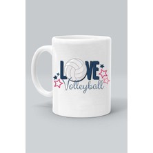 Volleyball Love Voleybolu Seviyorum Baskılı Beyaz Klasik Kupa Bardak