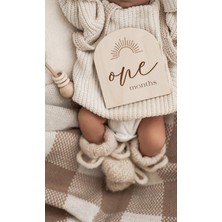 Ahşap Aylık Gelişim Kartları | Hello World Yeni Doğan Fotoğraf Çekim Kartları | 1-12 Ay