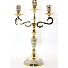 Pirinç Sedefli 3'lü Şamdan Model 3