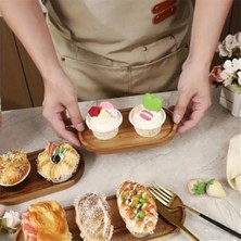 3'lü Bambu Oval Sunum Servis Tabağı Seti Çerezlik Kahve Kahvaltılık Meyve