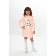 Kız Çocuk Elbise Unicorn Baskılı Uzun Kollu