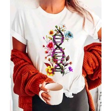 Panda Baskı Tekstil Dna Çiçek Baskılı Özel Tasarım Oversize Tshirt