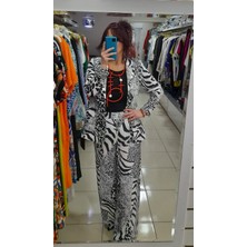 Krep Siyah -Beyaz Ceket