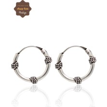 Hasır Işlemeli 925 Ayar Gümüş Erkek Küpe 201024037