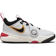 Nike Team Hustle Basketball Shoes Bantlı Lastik Ipli Deri Basketbol Ayakkabısı Beyaz Kırmızı