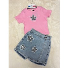 Nurcan Bebe Yıldızlı Şort Etekli Fitilli Badili Takım