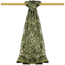 Haki Fırça Desen Twill Ipek Şal