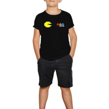 Pac Man Pixel Siyah Çocuk Tişört