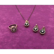 Otantik Zirkon Elmas Rengi Bronz Set