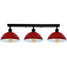 Riolihgt Retro,modern,vintage Açık Kırmızı Başlık 3XE27 Metal Plofonyer Sıralı Avize Taban UZUNLUK:60CM