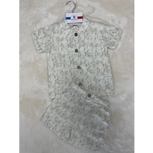 Nurcan Bebe Şehir Manzaralı Kısakollu Gömlekli Keten Takım