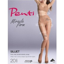 Penti Kadın Ten 57 Siluet Korseli Külotlu Çorap Düz Desen Hızlı Kurutma Pamuk Polyamid Elastan