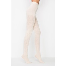 Penti Kadın Kalın Kışlık Külotlu Çorap Kendinden Desenli Vanilya Pamuk Polyamid Elastan Hızlı Kurutma