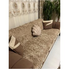 Tekstilsa Süngerli Koltuk Örtüsü Kapiçino Renk Jakar Kadife 1 Adet 210x170 cm