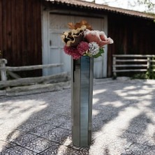 Sekizgen Aynalı Büyük Zemin Vazosu- 60  cm  Dekoratif Uzun ( Yüksek ) Ayna Vazo