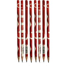 Artlantis Türk Bayraklı Yuvarlak Kurşun Kalem 8 Adet 1 Paket Fatih Kurşun Kalem 2b Siyah Kurşun Kalem  Desenli 2 B Kalem