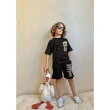 Erkek Çocuk Jurassic Park Desenli Pamuk Şortlu Takım