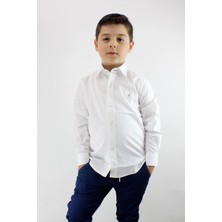 Doctor Junior Erkek Çocuk Kendinden Desenli Uzun Kol Gömlek Krem