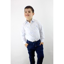 Doctor Junior Erkek Çocuk Katlanır Kollu Slim Fit Gömlek Mavi