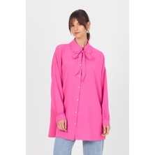 Pembe Fırfır Yaka Detaylı Bağlamalı Tunik 4586A
