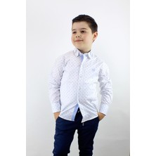 Doctor Junior Erkek Çocuk Desenli Uzun Kol Spor Gömlek Mavi
