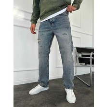 Yırtık Detay Yıkamalı Baggy Jean