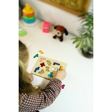 Ahşap 11 Parça Eğitici Şekil Yerleştirme Oyunu - Renkleri ve Şekilleri Tanıma - Yapboz - Montessorri
